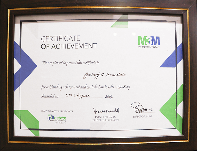Certificate of Achievement 2019